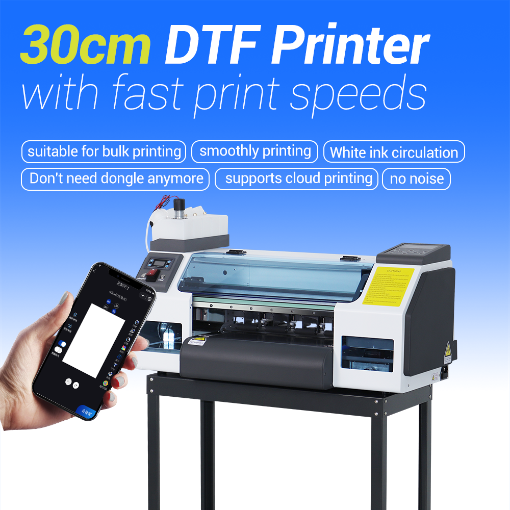 High Quality A3 Size 30cm Width Smart DTF Printer Support Scan QR Code Upload Picture To Customize For Garment Shop Tourist Attraction