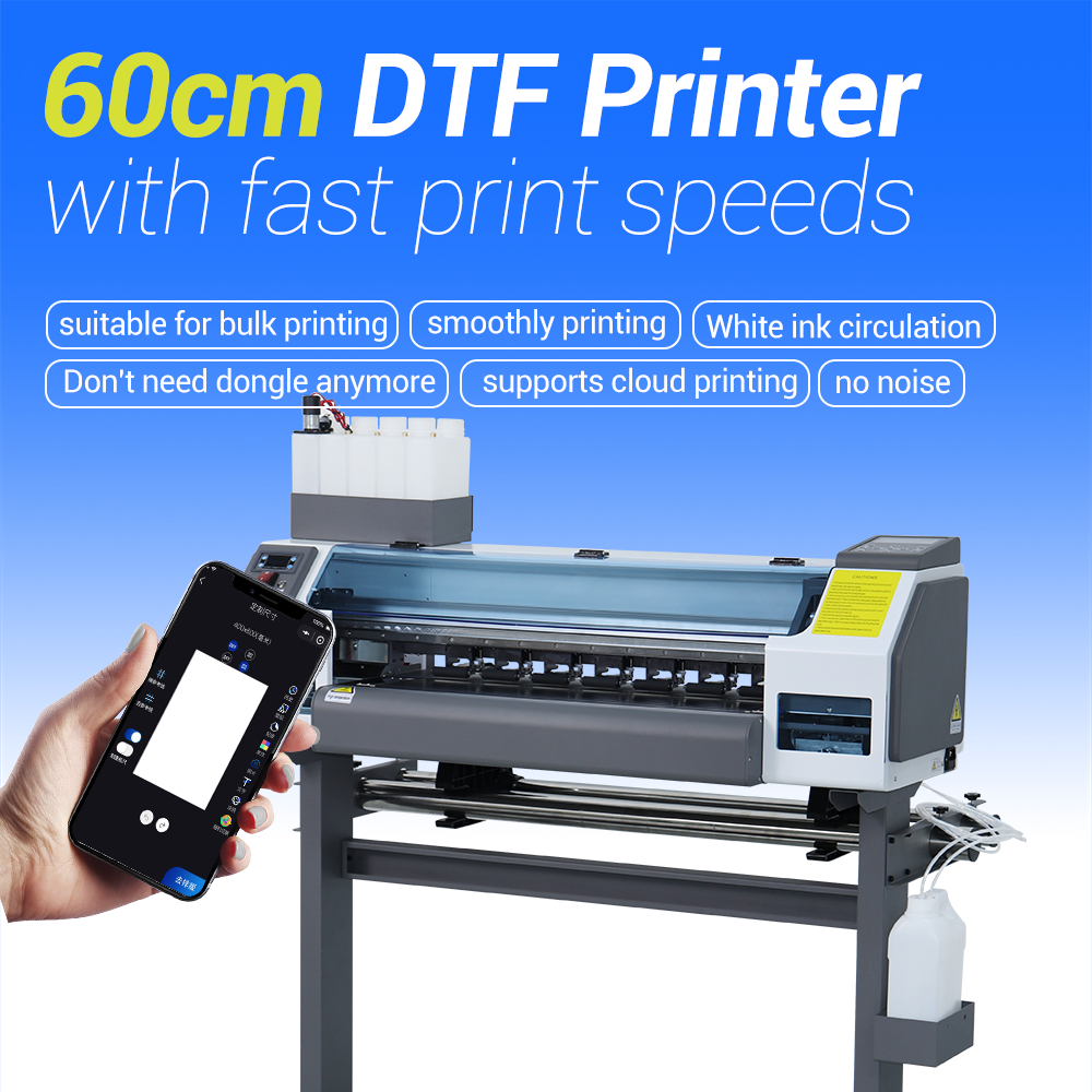 2024 New Arrival Smart 60cm White Ink Circulation DTF Printer For Garment Shop