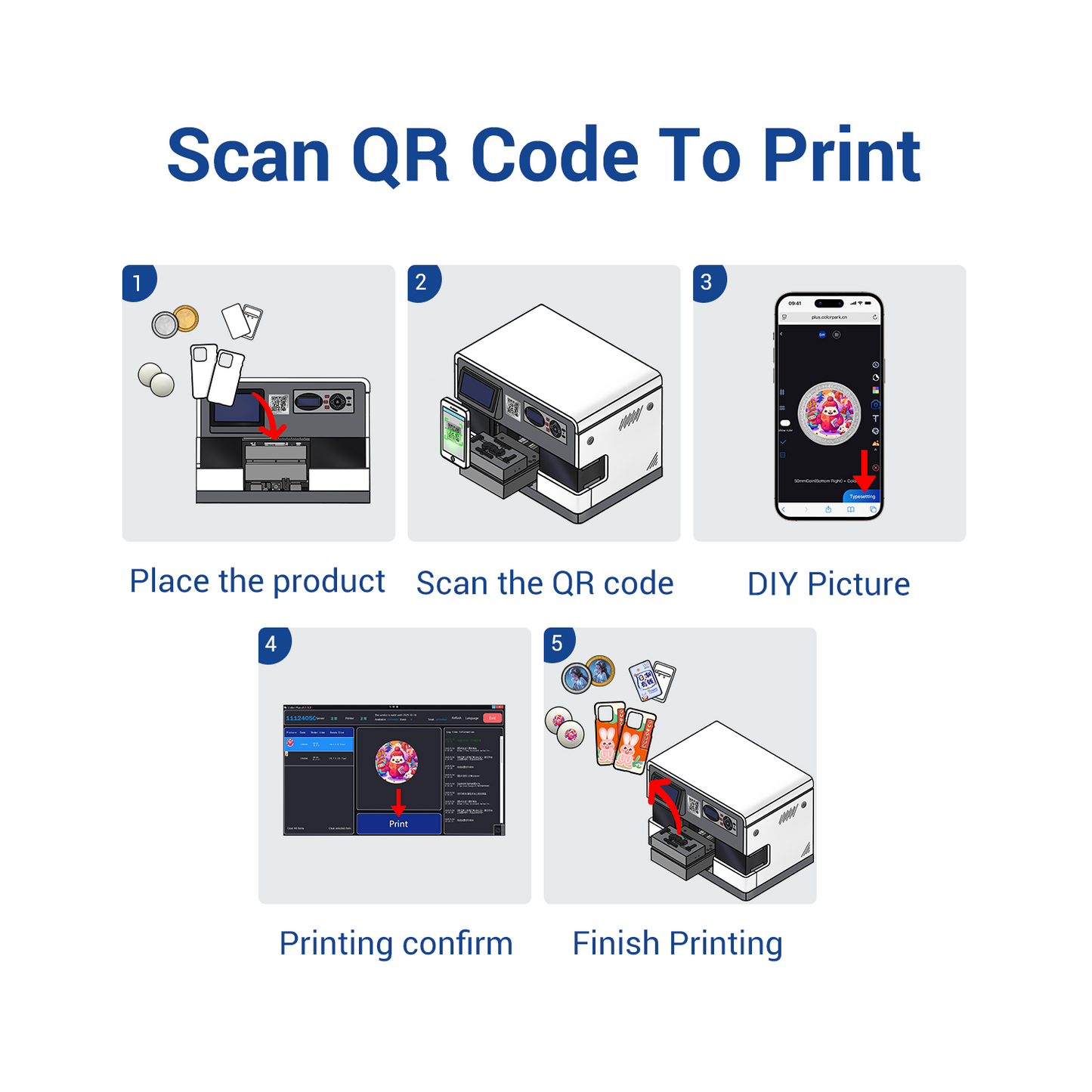 Free Shipping Inkit Smart UV Printer with Replaceable Jigs Print on Phone Cases, Golf Balls, Badges & Coins